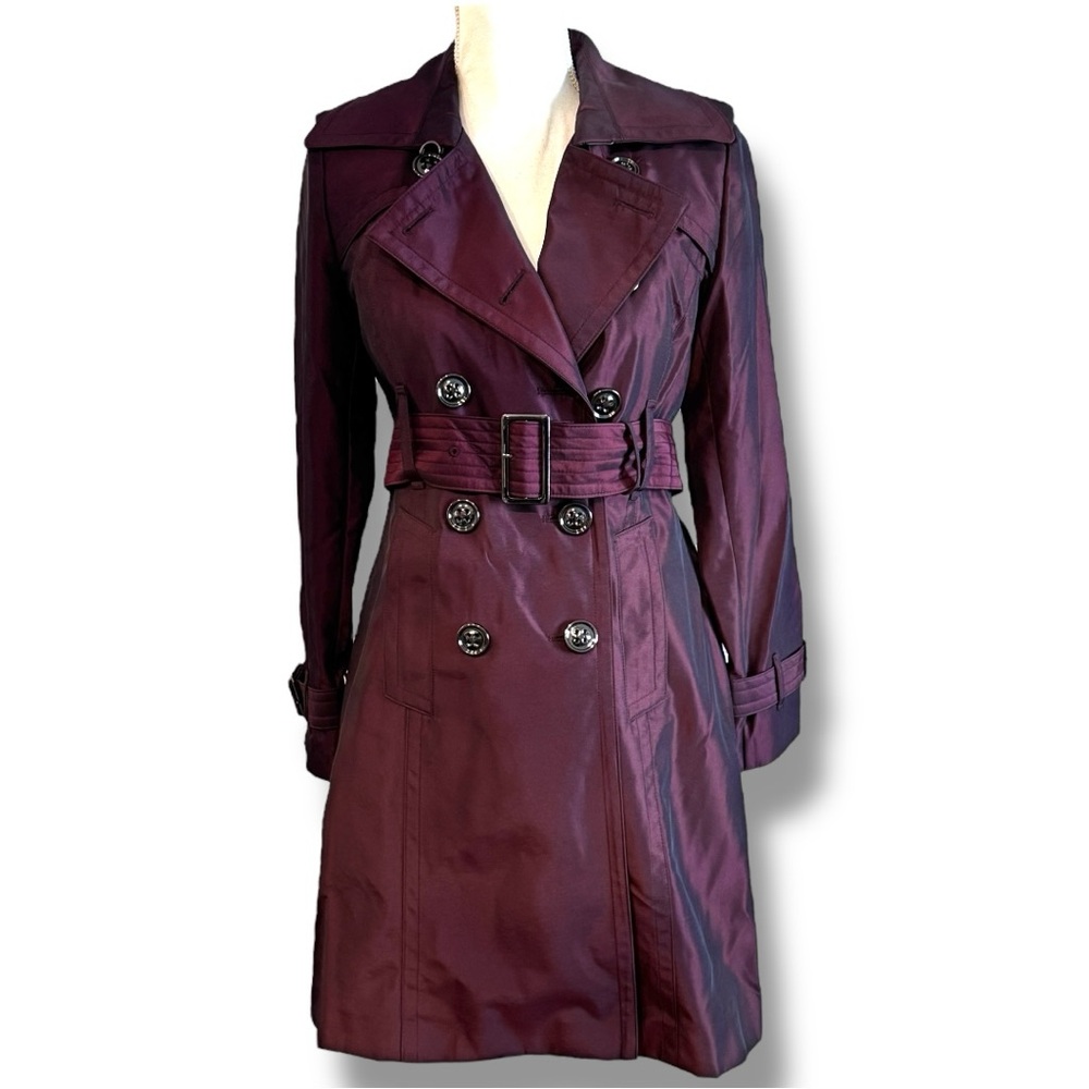 Petite London Fog Burgundy Trench Coat
